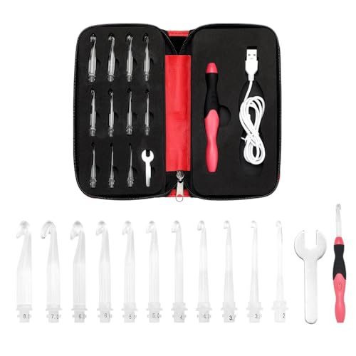 Avejjbaey Ergonomisches Häkelnadel-Set mit 11 austauschbaren Hakenspitzen, beleuchtete LED-Häkelnadel für Erwachsene von Avejjbaey