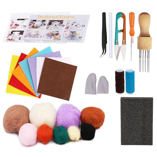 Avejjbaey Little Bear Wollfilz-Set Nadelfilzzubehör mit Filznadel Anleitung Wolle Roving Holz von Avejjbaey