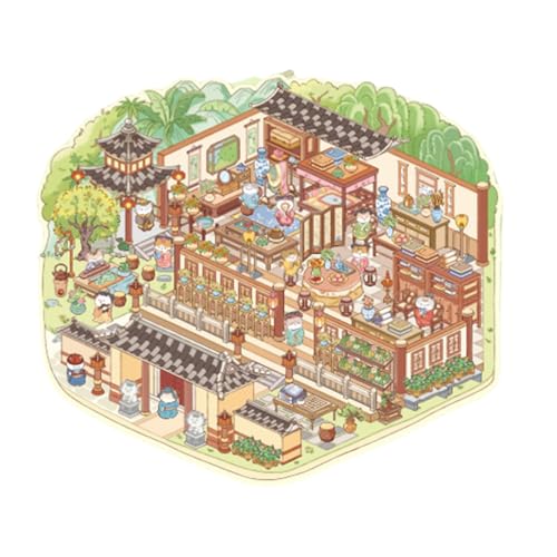 Chinesische Stile Landschaft Aufkleber Ästhetischer Aufkleber Katzen Hütten Szene Aufkleber Scrapbooking Supplies Für Erwachsene Kinder Chinese Landschaft Aufkleber Aufkleber Aufkleber Cats von Avejjbaey
