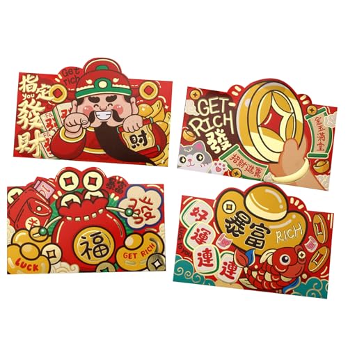 Chinesische Umschläge, dekorative Geldbeutel, für besondere Feste, traditionelles Geldbeutel/Glück, Hong Baos, Geschenkpapier, 4 Stück von Avejjbaey