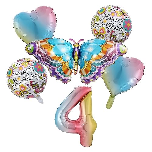 Happy-Birthday Schmetterlingsballon-Set, 6 Stück, große Zahlenballon, Geburtstagsparty, Dekoration für Babyparty, Hochzeitsbedarf, Geburtstagsballon von Avejjbaey