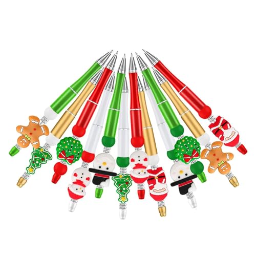 Weihnachtsstift-Kollektion, schöne einziehbare Stifte, bunter Kugelschreiber, DIY-Schlüsselanhänger, für Schule und Büro, 12-teiliges Set, Weihnachtsbriefpapier, bunte Weihnachtsstifte, von Avejjbaey