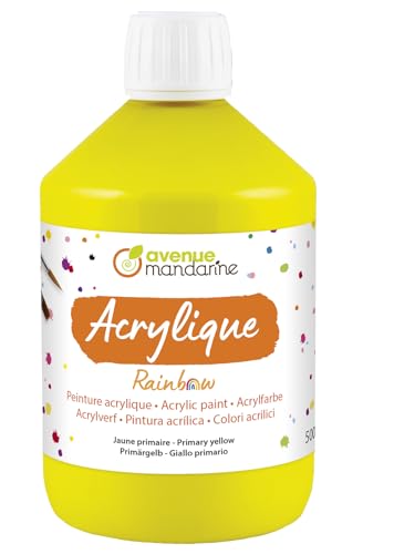 AVENUE MANDARINE RB0250500700C - Flasche Rainbow Schul-Acrylfarbe auf Wasserbasis für Kinder, 500 ML, ideal für Kita & DIY-Aktivitäten, Matt Primärgelb, 1 Stück AVENUE MANDARINE RB0250500700C - Flasche Rainbow Schul-Acrylfarbe auf Wasserbasis für Kinder, 500 ML, ideal für Kita & DIY-Aktivitäten, Matt Primärgelb, 1 Stück von Avenue Mandarine