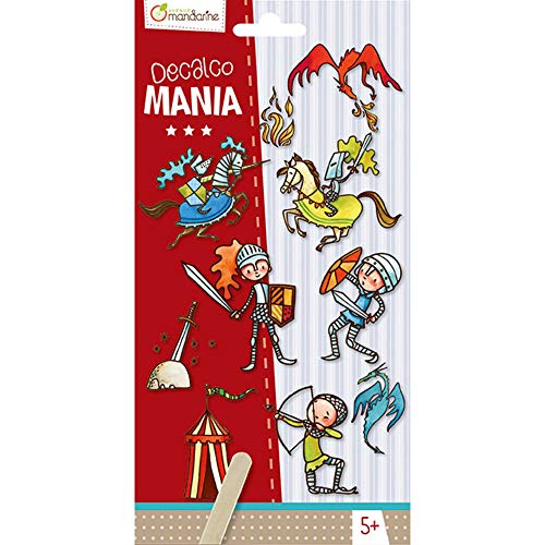 Avenue Mandarine 52587O Packung Decalco Mania (mit 2 Bögen à 20 Rubbelbildern, ideal für individuelle oder gemeinsame Bastelaktivitäten, geeignet für Kinder ab 5 Jahren) 1 Pack Ritter von Avenue Mandarine