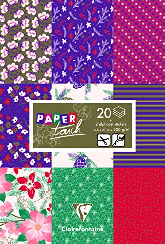 Avenue Mandarine 95263C Clairefontaine PaperTouch Papierblock, 14,8 x 21 cm, 200 g, 20 Blatt – Floral Winter, Papier, sortiert, 14.8x21cm von Clairefontaine