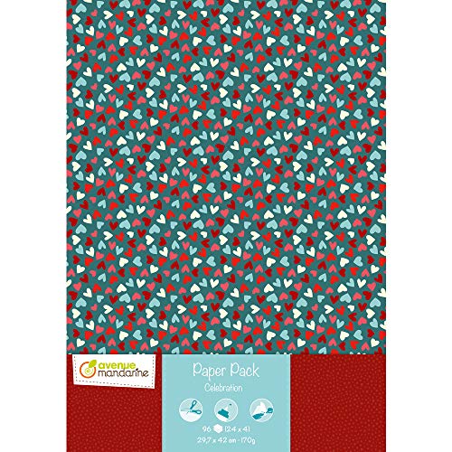 Avenue Mandarine CC037C Paper Pack, 96 Bogen aus Papier 170g (24 Designs x4), DIN A3, 29,7 x 42 cm, ideal für Bastelprojekte, 1 Pack, Feier von Avenue Mandarine