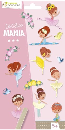 Avenue Mandarine CC046C - Packung Rubbelbilder Decalco' Mania, 2 Bogen mit 20 Rubbelbildern, für Kinder ab 5 Jahren, Tänzerinnen, 1 Pack von Avenue Mandarine