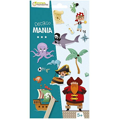 Avenue Mandarine CC049C - Packung Rubbelbilder Decalco' Mania, 2 Bogen mit 20 Rubbelbildern, für Kinder ab 5 Jahren, Piraten, 1 Pack von Avenue Mandarine