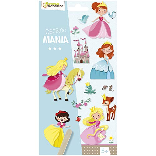 Avenue Mandarine CC050C - Packung Rubbelbilder Decalco' Mania, 2 Bogen mit 20 Rubbelbildern, für Kinder ab 5 Jahren, Prinzessinen, 1 Pack von Avenue Mandarine