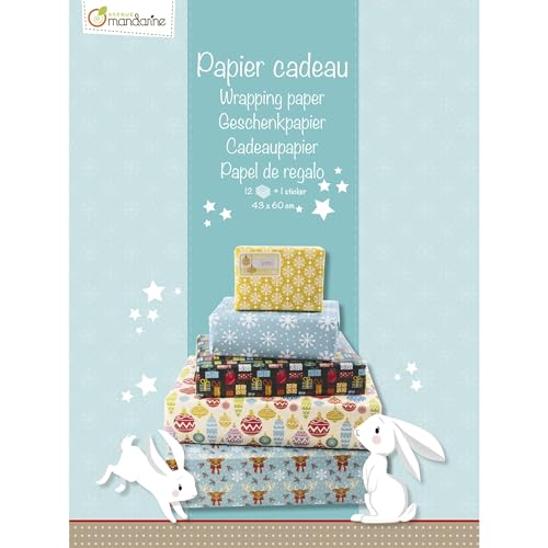 Avenue Mandarine CO086O - Block mit 12 Bogen Geschenkpapier, 43x60cm, 4-fach gefaltet, ideal um Geschenke zu veredeln + 1 Stickerbogen 21x29,7cm zum Personalisieren des Geschenks, Weihnachten, 1 Block Avenue Mandarine CO086O - Block mit 12 Bogen Geschenkpapier, 43x60cm, 4-fach gefaltet, ideal um Geschenke zu veredeln + 1 Stickerbogen 21x29,7cm zum Personalisieren des Geschenks, Weihnachten, 1 Block von Avenue Mandarine