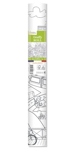 Avenue Mandarine GY083C Graffy Roll zum Ausmalen, Plakatpapier 90g, Rollen 5m x 0,35 m, für Filz- und Schreibstifte geeignet, 1 Stück, umweltfreundliche Stadt von Avenue Mandarine