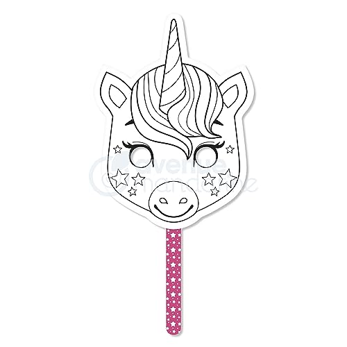 Avenue Mandarine GY092C - Kindermask Graffy Stick zum Personalisieren, mit Stab, Zeichenkarton mit Vorstanz, 22x39,5 cm, Einhorn, 1 Stück von Avenue Mandarine