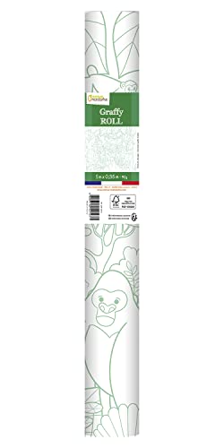 Avenue Mandarine GY127C - Ausmalrolle Graffy Roll, 5 m x 35 cm, Zeichnung 50cm wiederholt sich 10-mal, Plakatpapier 90g, Dschungel, 1 Rolle von Avenue Mandarine