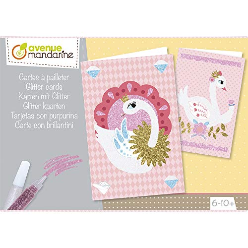 Avenue Mandarine KC065C Kreativset (Karten mit Glitter, ideal für Kinder ab 6 Jahre) 1 Set schwan von Avenue Mandarine