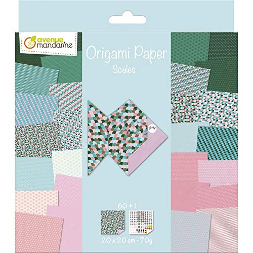 Avenue Mandarine OR511C - Packung Origami Papier mit 60 Blatt, beidseitig bedruckt, 20x20cm, 70g, + 1 Bogen Augen Stickers, ideal ab 7 Jahren, Schuppen, 1 Pack Avenue Mandarine OR511C - Packung Origami Papier mit 60 Blatt, beidseitig bedruckt, 20x20cm, 70g, + 1 Bogen Augen Stickers, ideal ab 7 Jahren, Schuppen, 1 Pack von Avenue Mandarine