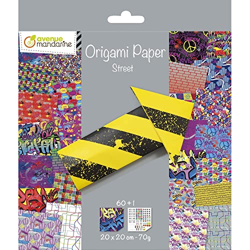 Avenue Mandarine OR520C - Kreativbox mit Origami Papier, 60 Bögen, 20x20cm, 70g + 1 Stickerbogen Augen, ideal ab 7 Jahren, Street Art von Avenue Mandarine