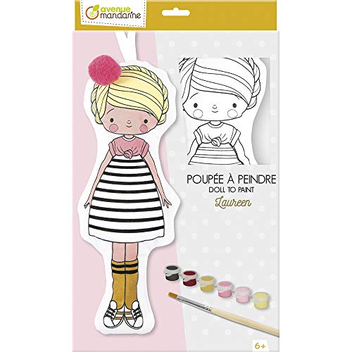 Avenue Mandarine PP039C - Kit Créatif Enfant - Poupée en coton Imprimé à Peindre - A Partir de 6 Ans - LAUREEN von Avenue Mandarine