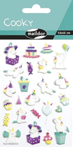 Maildor CY120C - Packung mit 1 Bogen 3D-Aufklebern Cooky, 7,5 x 12 cm, 24 Stickers, 1 Pack, Einhorn Geburtstag Maildor CY120C - Packung mit 1 Bogen 3D-Aufklebern Cooky, 7,5 x 12 cm, 24 Stickers, 1 Pack, Einhorn Geburtstag von Maildor