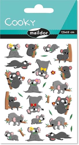 Maildor CY143C - Packung mit 20 3D-Sticker Cooky, 1 Bogen 7,5x12cm, Koalabären Maildor CY143C - Packung mit 20 3D-Sticker Cooky, 1 Bogen 7,5x12cm, Koalabären von Maildor