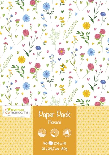 My Mandarine CC067C – Paper Pack – Packung mit 96 Blatt Bastelpapier, beidseitig Bedruckt, A4, Blumenmotiv My Mandarine CC067C – Paper Pack – Packung mit 96 Blatt Bastelpapier, beidseitig Bedruckt, A4, Blumenmotiv von Avenue Mandarine