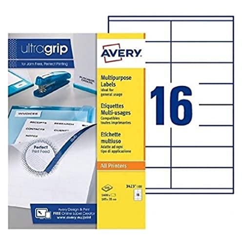 AVERY Boite de1600 étiquettes blanches multi usages 105x35mm ? pour laser. jet d'encre et copieur von Avery Dennison