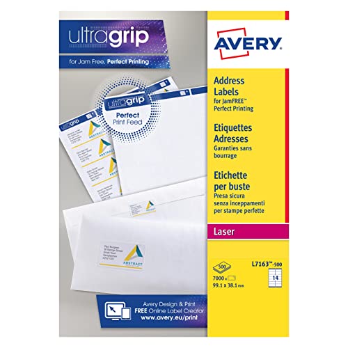 Avery Addressing Etiketten Laser Jam-frei 14 pro Blatt 99.1x38.1mm White Ref. L7163-500 [7000 Labels Avery Addressing Etiketten Laser Jam-frei 14 pro Blatt 99.1x38.1mm White Ref. L7163-500 [7000 Labels von Avery