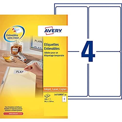 Beschriftung Avery Ilk 99.1x139mm weißer NP 25 VEL 4 -Etiketten pro Blatt von Avery Dennison