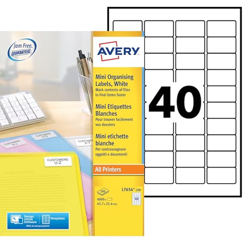 Avery L7654-100 100 Blatt / 4000 Etiketten von Avery