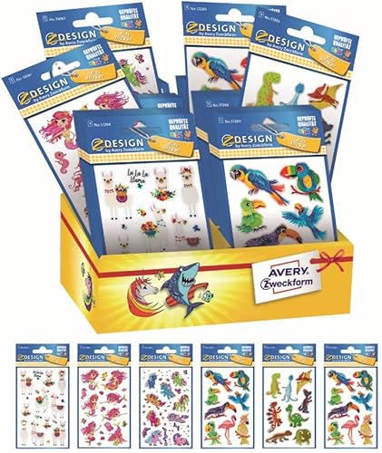 Avery España 48680 Sortiment 60 Aufkleber mit Liebe, mit Glitzer-Effekt, 6 verschiedene Fantasie, 60 Aufkleber auf Kartonaufsteller Avery España 48680 Sortiment 60 Aufkleber mit Liebe, mit Glitzer-Effekt, 6 verschiedene Fantasie, 60 Aufkleber auf Kartonaufsteller von Avery España