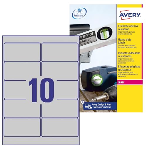 Avery L6012 – 20 – Pack von 20 Blatt Polyester-Etiketten, 25,4 x 10 mm, silber 96 x 50.8 mm silber Avery L6012 – 20 – Pack von 20 Blatt Polyester-Etiketten, 25,4 x 10 mm, silber 96 x 50.8 mm silber von Avery