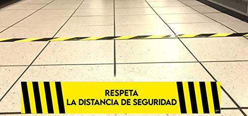 Avery Spanien COVFSYB1000-PT Sinalização Social Disância Aufkleber gelber Schmelzbuchstaben "Mantenha a Unfallsicherheit " rechteckig mit 1 Meter Kompression, 2 Etiketten von Avery