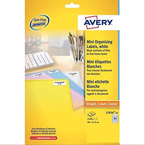 Avery Spanien L7651 – 25 – Pack von 25 Blatt Mini Etiketten 38.1 x 21.2 mm weiß von Avery España