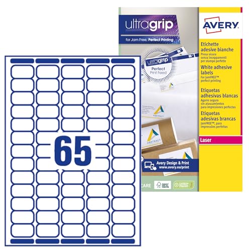 Avery Spanien L7651 – 25 – Pack von 25 Blatt Mini Etiketten 38.1 x 21.2 mm weiß von Avery España