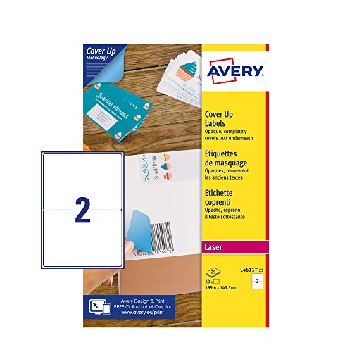 Avery L4611-25 Cover Up Etiketten, 199,6 x 143,5 mm von AVERY