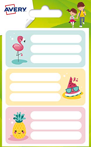 Schuletiketten 76 x 34 mm, Flamingo & Obst, 15et Schuletiketten 76 x 34 mm, Flamingo & Obst, 15et von Avery Italia