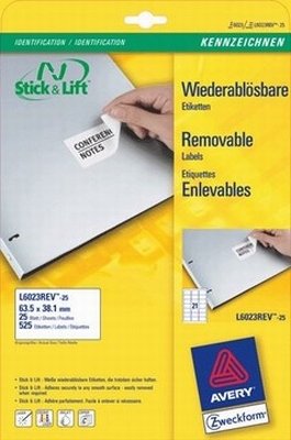 BBMBD Premium Kopieretikett A4 ZWE L6023REV-25 * 63,5x38,1mm 525st Inkjet Laser von Avery Zweckform GmbH Office Pr