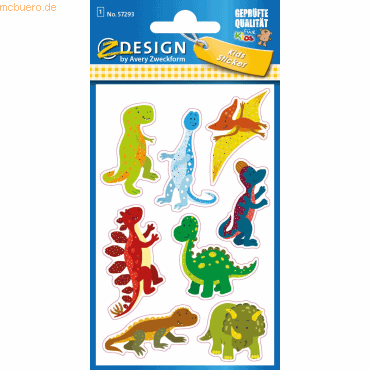 10 x Avery Zweckform Glitter Stickers Dinosaurier 8 Motive bunt 8 Stüc von Avery Zweckform