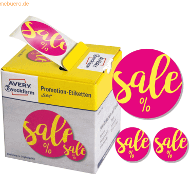 6 x Avery Zweckform Promotion-Etiketten 'Sale' 38mm / 17mm gelb/pink V von Avery Zweckform