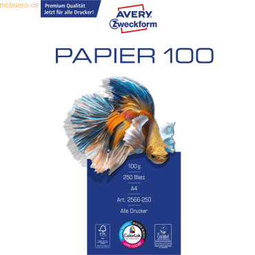 Avery Zweckform Multifunktionspapier A4 100g/qm bright white hochweiß von Avery Zweckform