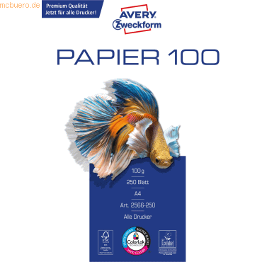 8 x Avery Zweckform Multifunktionspapier A4 100g/qm bright white hochw von Avery Zweckform