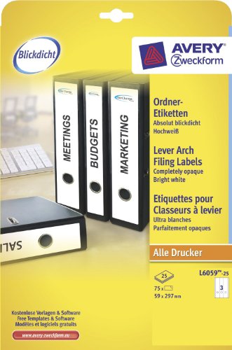 AVERY Zweckform Ordnerr¸cken-Etiketten, 59 x 297 mm, wei VE = 1 von AVERY Zweckform