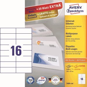 AVERY Zweckform Universal-Etiketten 105x37 mm VE=3520 Stück weiß AVERY Zweckform Universal-Etiketten 105x37 mm VE=3520 Stück weiß von Avery Zweckform