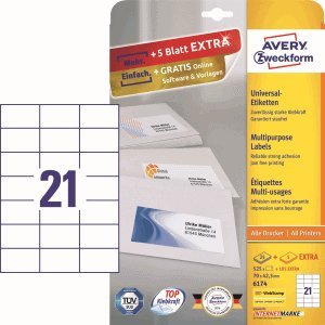 AVERY Zweckform Universal-Etiketten 70x42,3 mm DP Internetmarke VE=630 Etiketten weiß von Unbranded