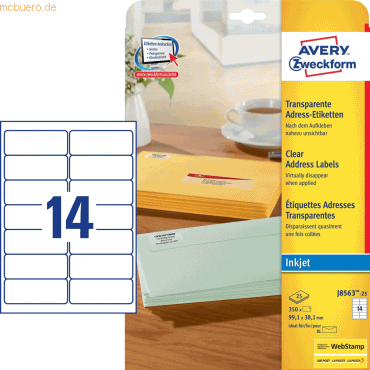 Avery Zweckform Adress-Etiketten 99,1x38,1 mm 25 Blatt/350 Etiketten t von Avery Zweckform