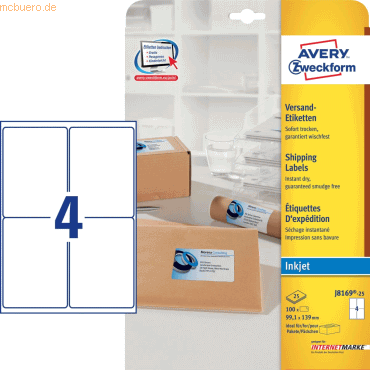 Avery Zweckform Adressetiketten 99,1x139mm VE=100 Stück Avery Zweckform Adressetiketten 99,1x139mm VE=100 Stück von Avery Zweckform