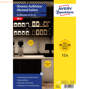 Avery Zweckform Aufkleber Abstand Vorbedruckt 200mm gelb/schwarz VE=12 Avery Zweckform Aufkleber Abstand Vorbedruckt 200mm gelb/schwarz VE=12 von Avery Zweckform