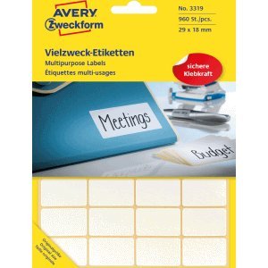 Avery Zweckform Etiketten 29x18mm VE=960 Stück weiß von Avery Zweckform