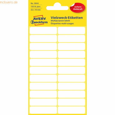 Avery Zweckform Etiketten 32x10mm VE=132 Stück weiß Avery Zweckform Etiketten 32x10mm VE=132 Stück weiß von Avery Zweckform