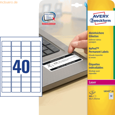 Avery Zweckform Etiketten 45,7x25,4mm abziehsicher VE=800 Stück weiß Avery Zweckform Etiketten 45,7x25,4mm abziehsicher VE=800 Stück weiß von Avery Zweckform