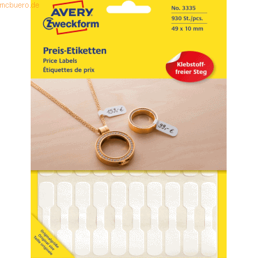 Avery Zweckform Etiketten Hantel 49x10 VE=924 Stück Avery Zweckform Etiketten Hantel 49x10 VE=924 Stück von Avery Zweckform